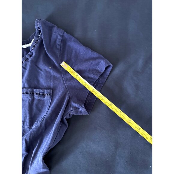 Carole Hochman Navy Blue Short-Sleeve Womens T-Shirt With Pocket Detail Size Sma - Picture 5 of 7